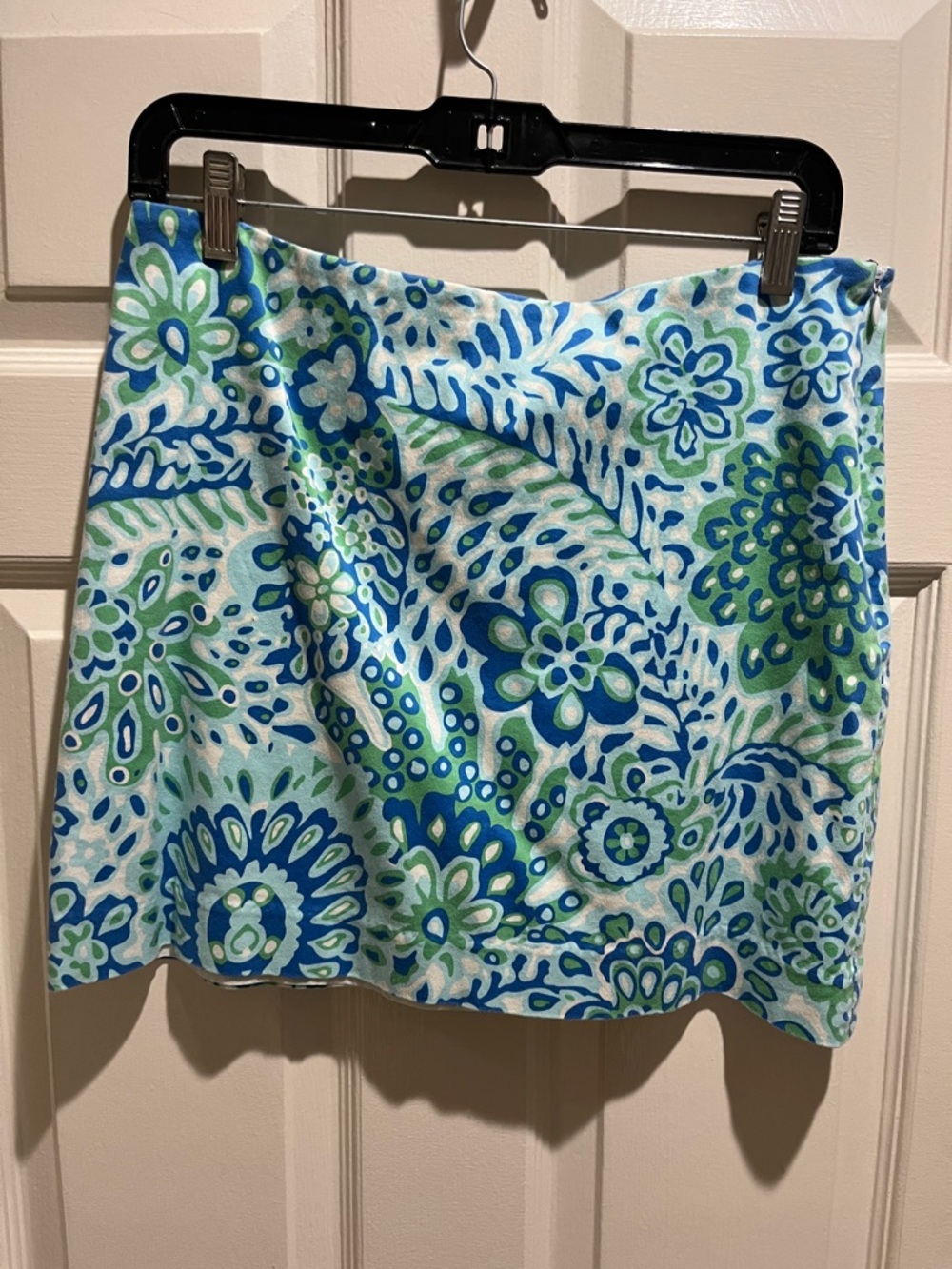 Printed Blue & Green Mini Skirt - Casual Floral A-Line
